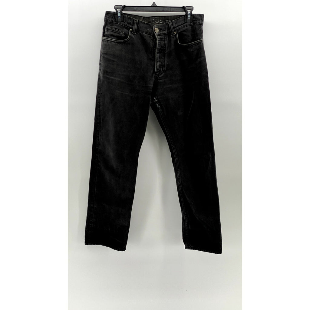 COS Women's Washed Black Distressed Denim Slim-Fit Mid-Rise Cropped Jeans SZ 28
