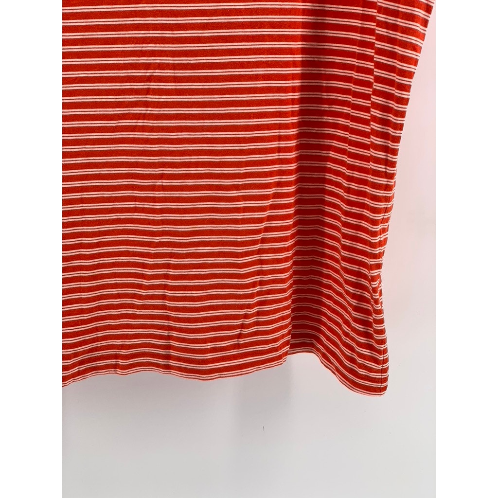 LACOSTE Men's Red-Orange Striped Regular Fit Short Sleeve Shirt SZ XXL