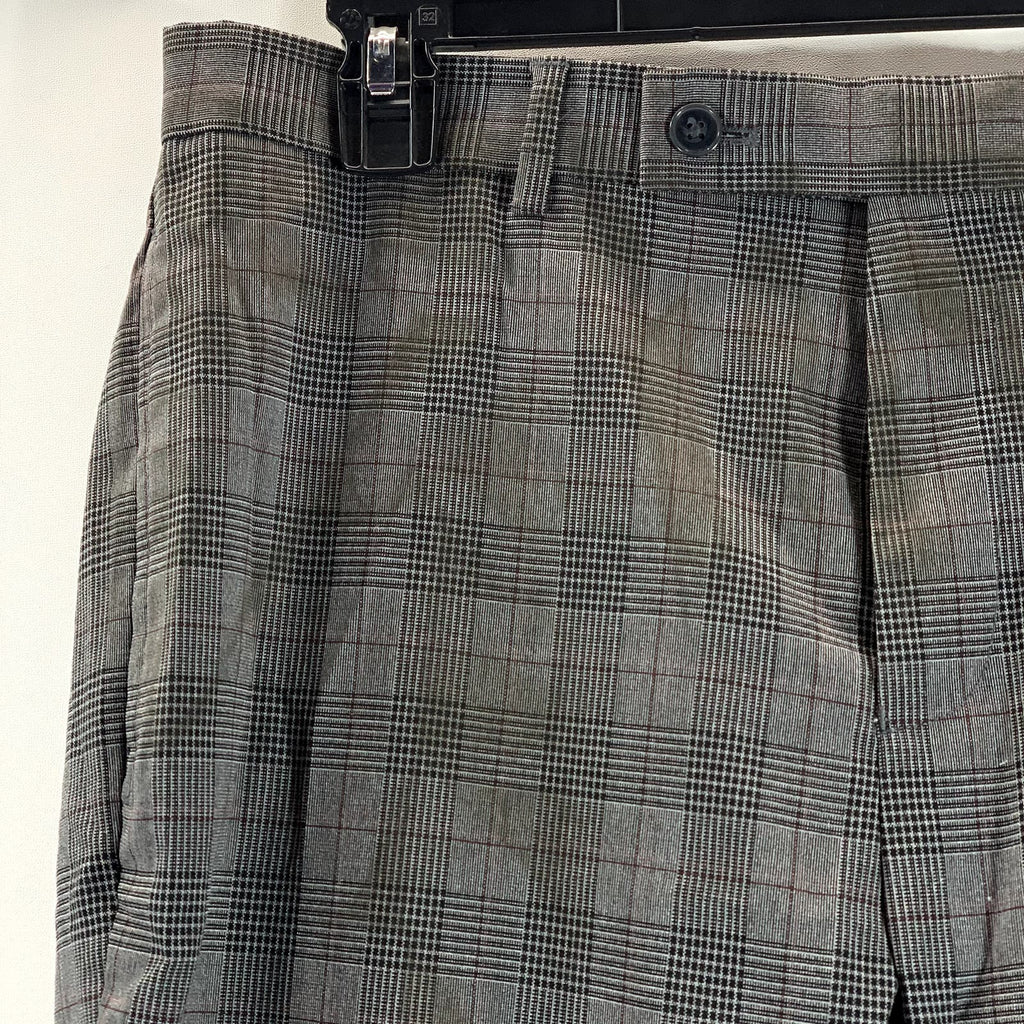 CALVIN KLEIN Men's Charcoal Plaid Slim-Fit Flat Front Dress Pants SZ 33X30