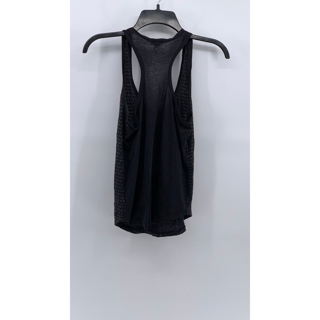 SPLENDID Women's Black Square-Print Scoop-Neck Sleeveless Relaxed Fit Top SZ XS