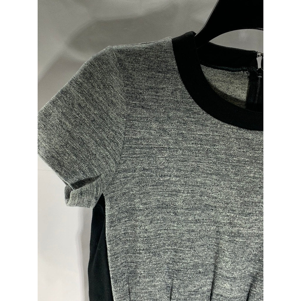 MADEWELL Women's Black/Gray Parkline Crewneck Short Sleeve Knit Mini Dress SZ 2