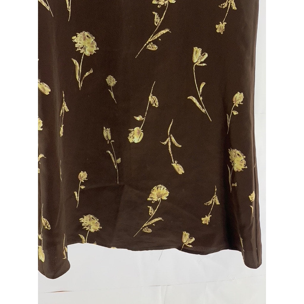 OFFICE HOURS Women's Vintage Brown/Tan Floral Crewneck Sleeveless Mini Dress SZM