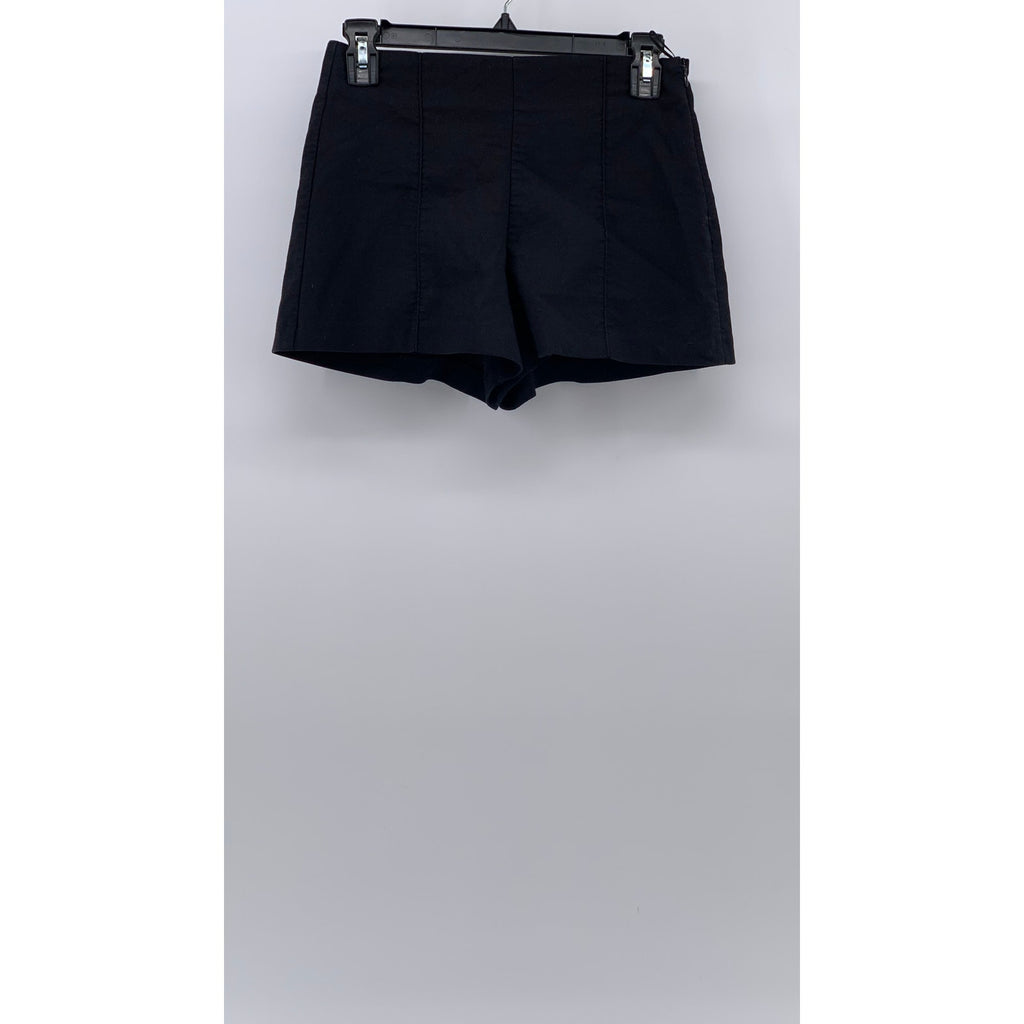 ZARA Women's Black Solid High-Rise Casual Pocketless Shorts SZ XS