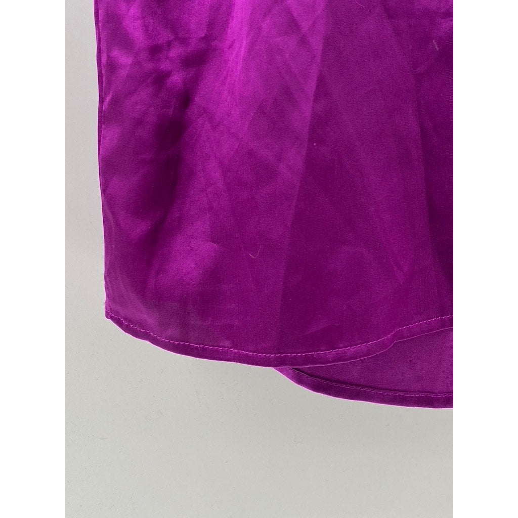 FOREVER 21 Women's Purple Lace-Trim Spaghetti Strap Satin Cami Top SZ S