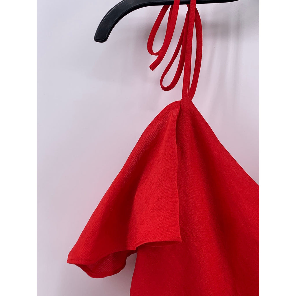 EXPRESS Women’s Red Off-The-Shoulder Ruffle Sleeve A-Line Midi Dress SZ XS