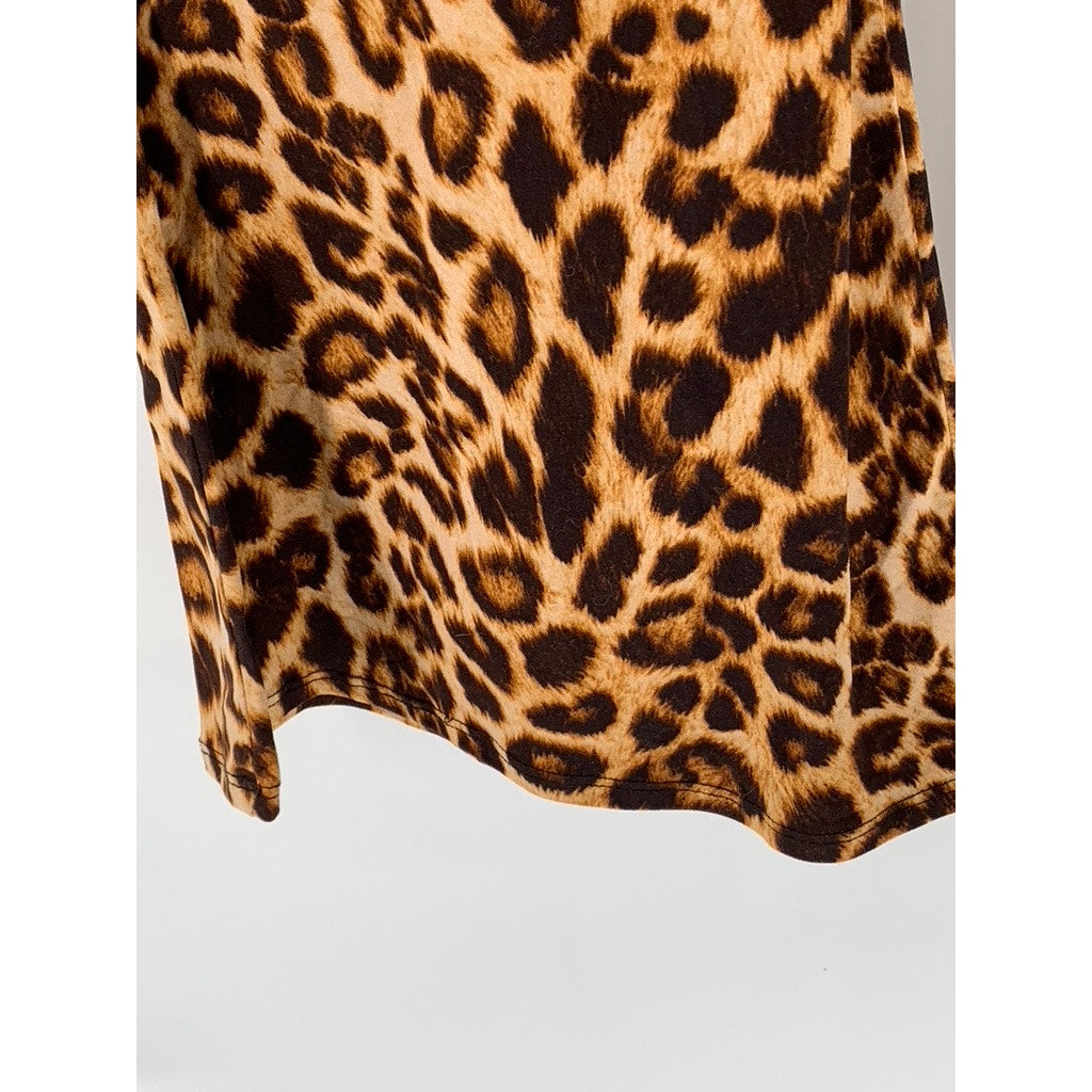 GOT STYLE USA Women's Brown Animal Print Wide-Leg Pants SZ L