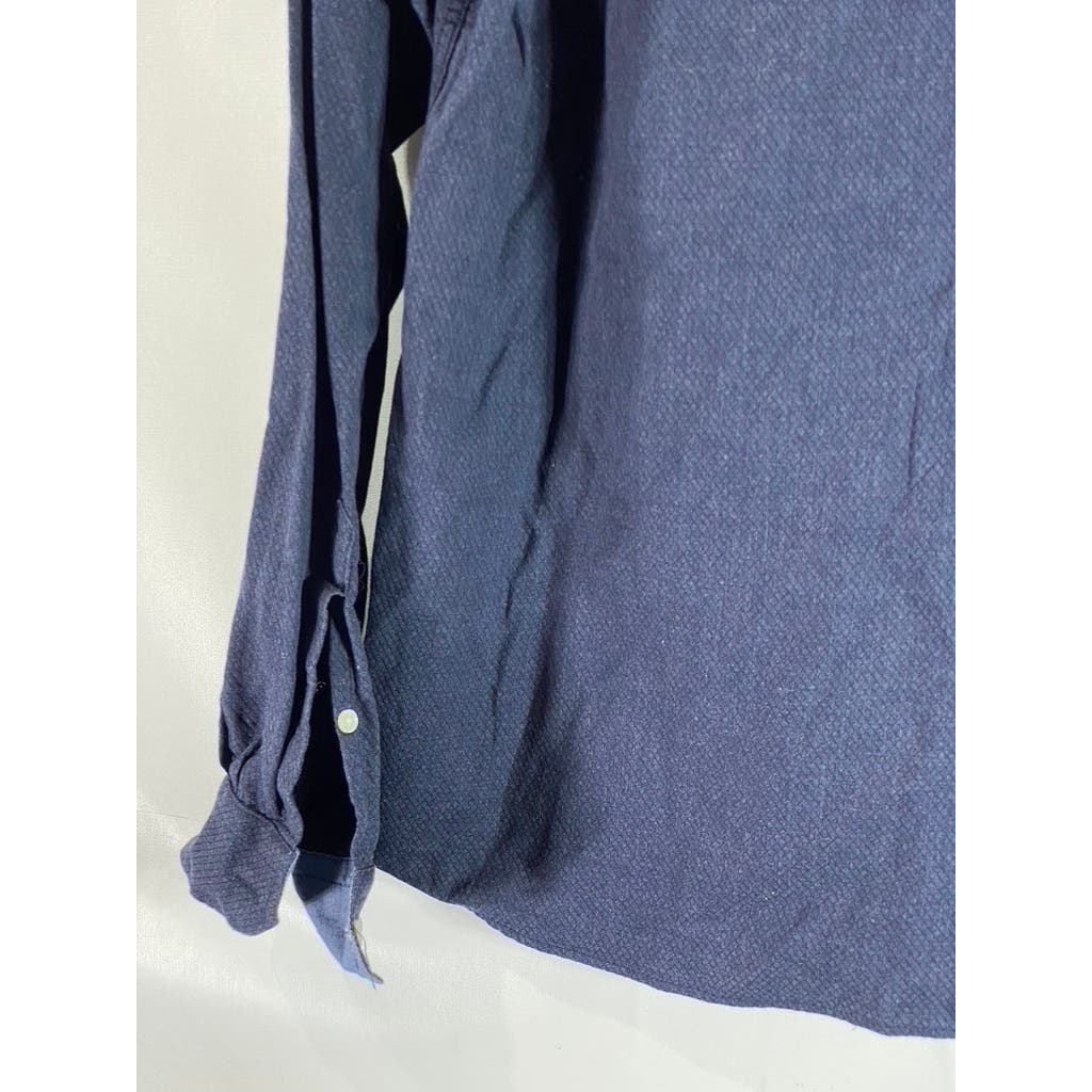 STITCH NOTE Men's Navy Egyptian Cotton Button-Down Long Sleeve Shirt SZ L