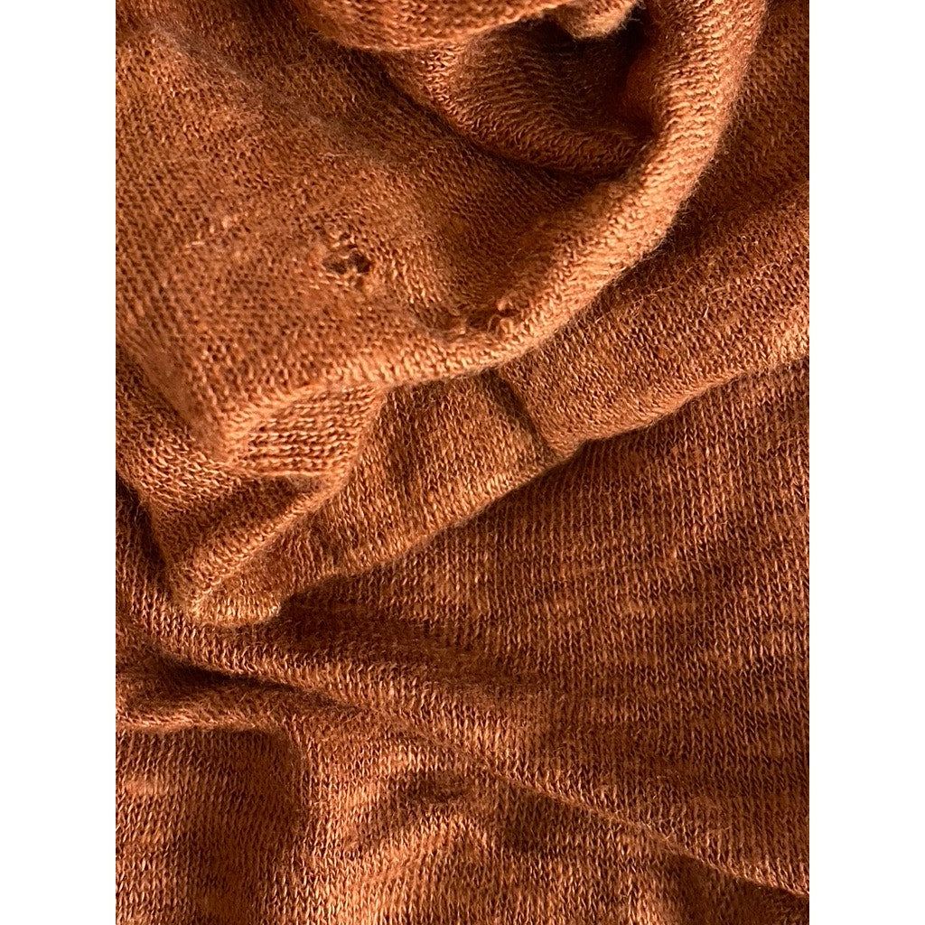 TRACY REESE NEW YORK Women's Burnt Orange Linen Scoop-Neck Drapey Midi Dress SZS