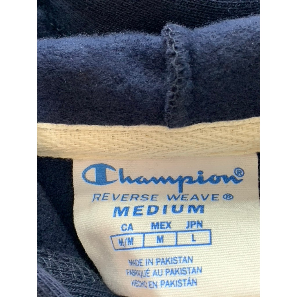 CHAMPION Men's Navy reverse Weave Gould Husky Graphic Pullover Hoodie SZ M