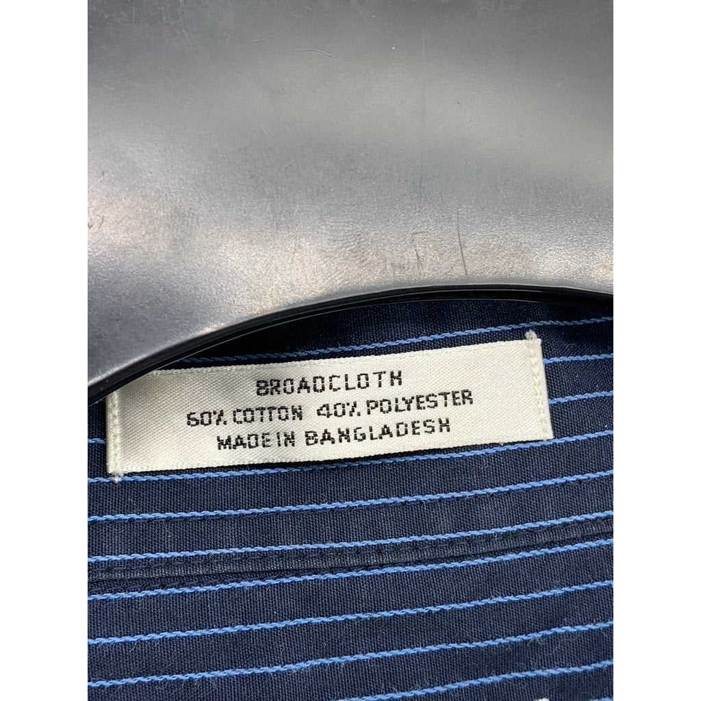 VAN HEUSEN Men's Blue Striped Button-Up Long Sleeve Regular-Fit Shirt SZ XL