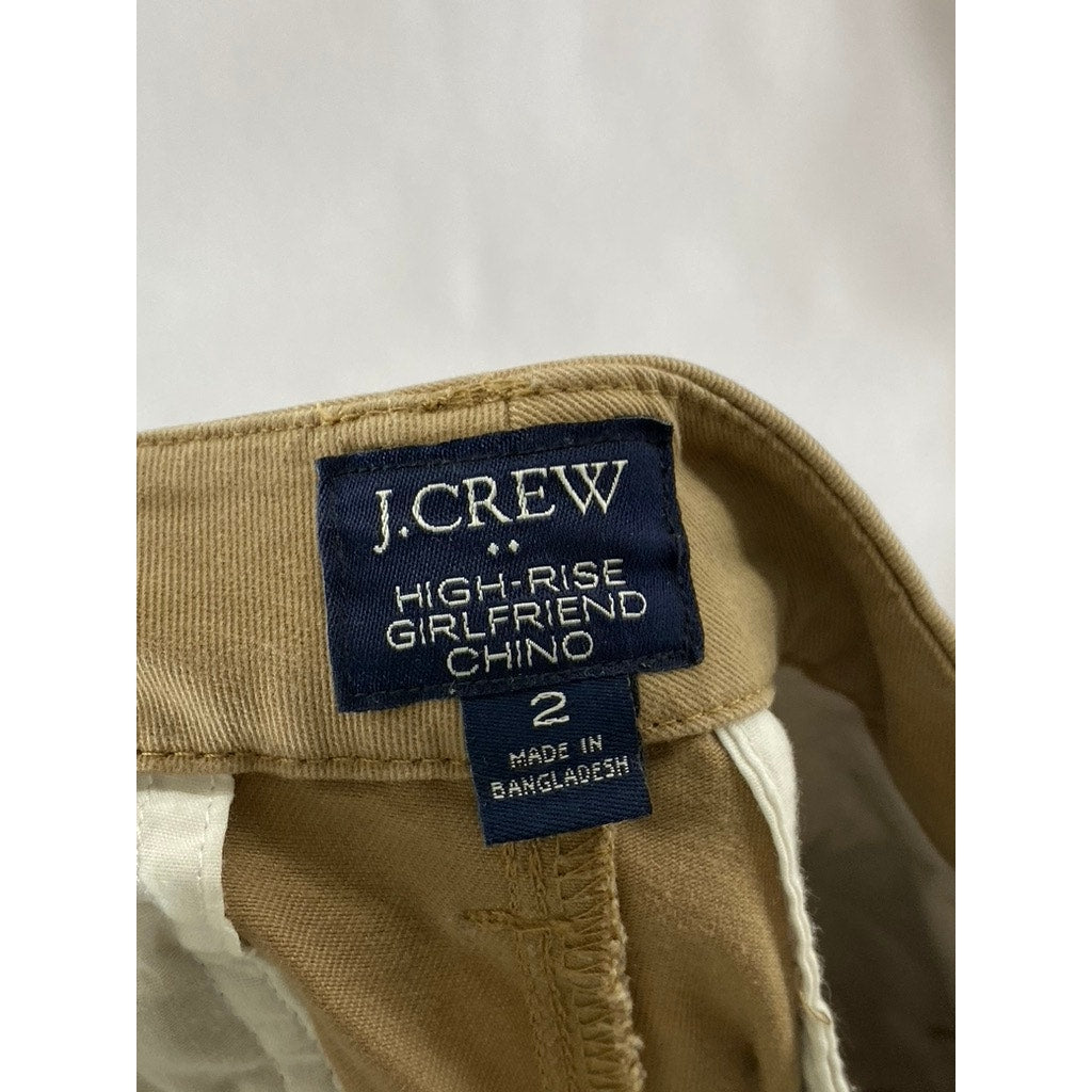 J.CREW Women's Tan High-Rise Girlfriend Chino Pant SZ 2