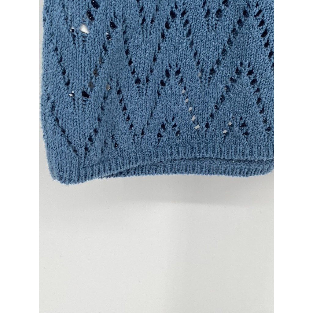 BDG Men's Blue Knit Define Polo Short Sleeve Button-Up Shirt SZ S