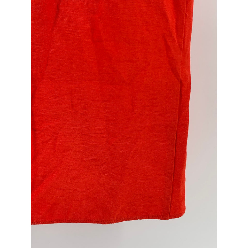 RIVER ISLAND Women's Orange Solid Side-Slit Belted Pencil Midi Skirt SZ 8