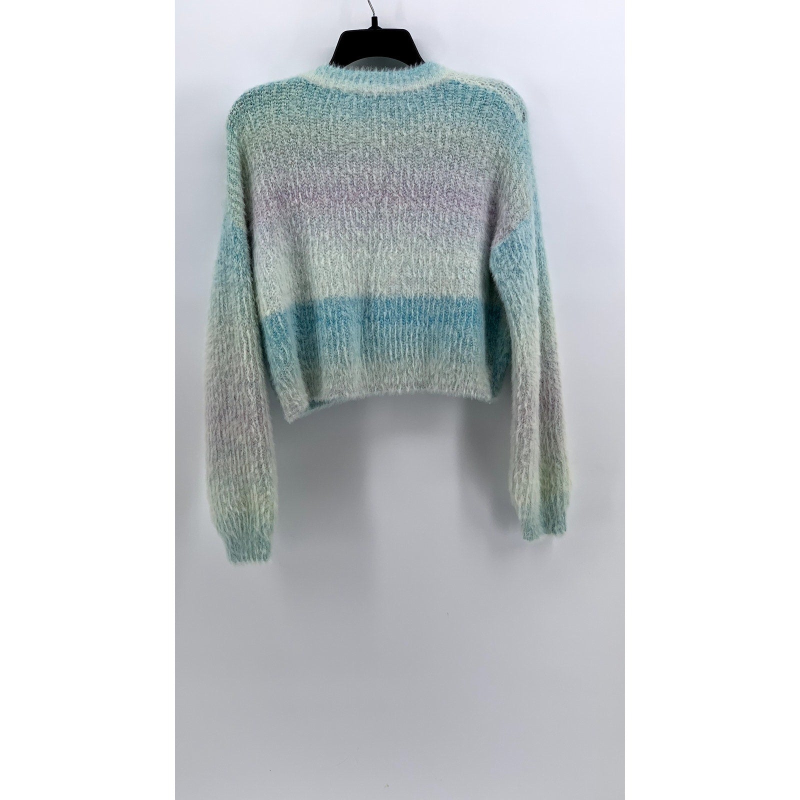 WILD FABLE Women's Blue Ombre Knit Crewnwck Cropped Sweater SZ S