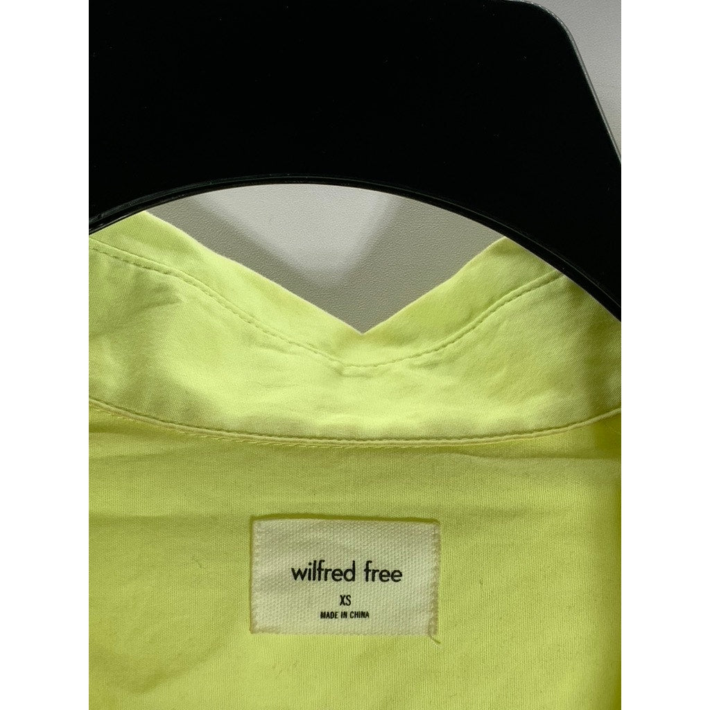 WILFRED FREE Women's Lime Green Oversized Button-Up Long Sleeve Top SZ XS