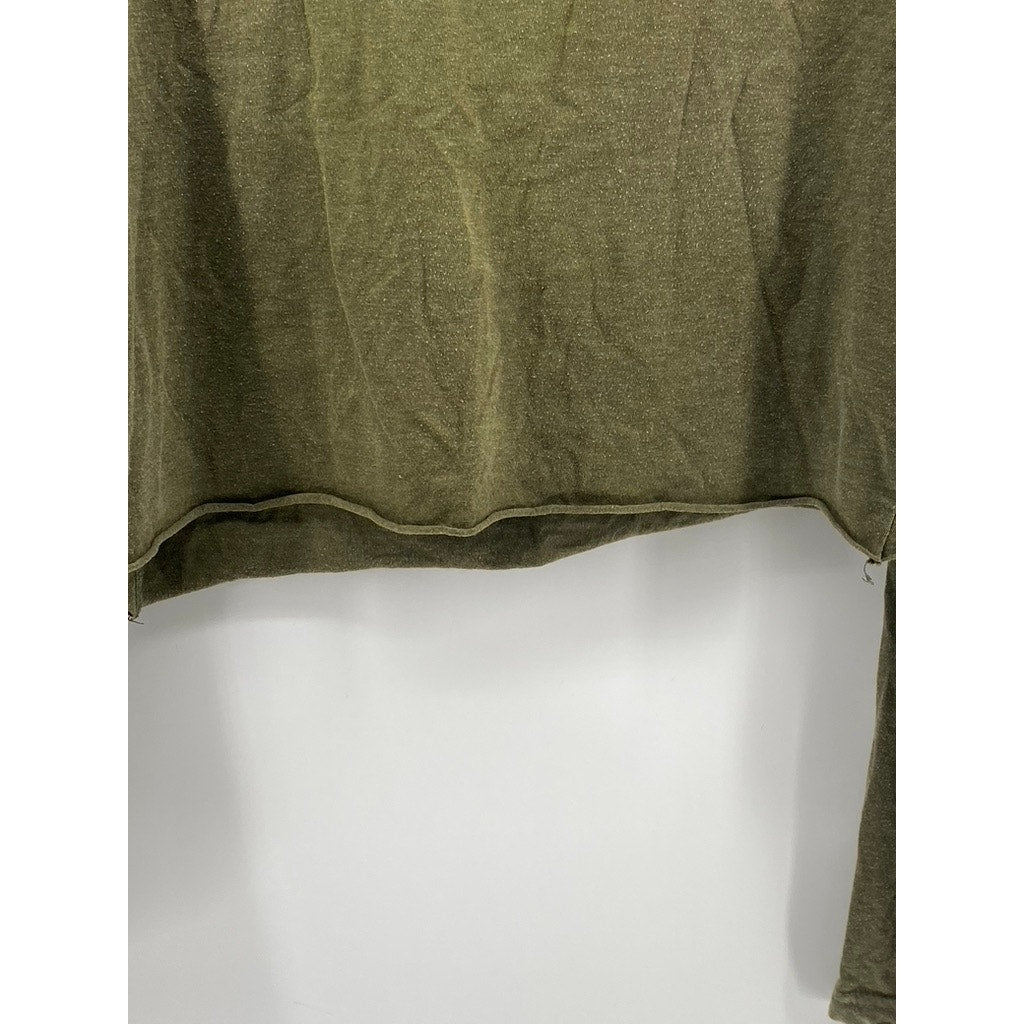 CITY STREETS Women's Olive Green Crewneck The Future Long Sleeve Top SZ M