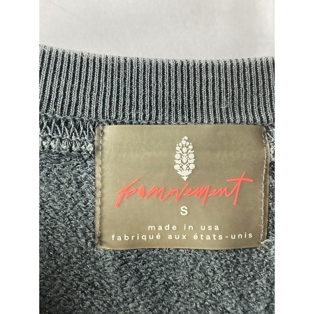 FREE PEOPLE MOVEMENT Women's Washed Gray Crewneck Long Sleeve Sweatshirt SZ S