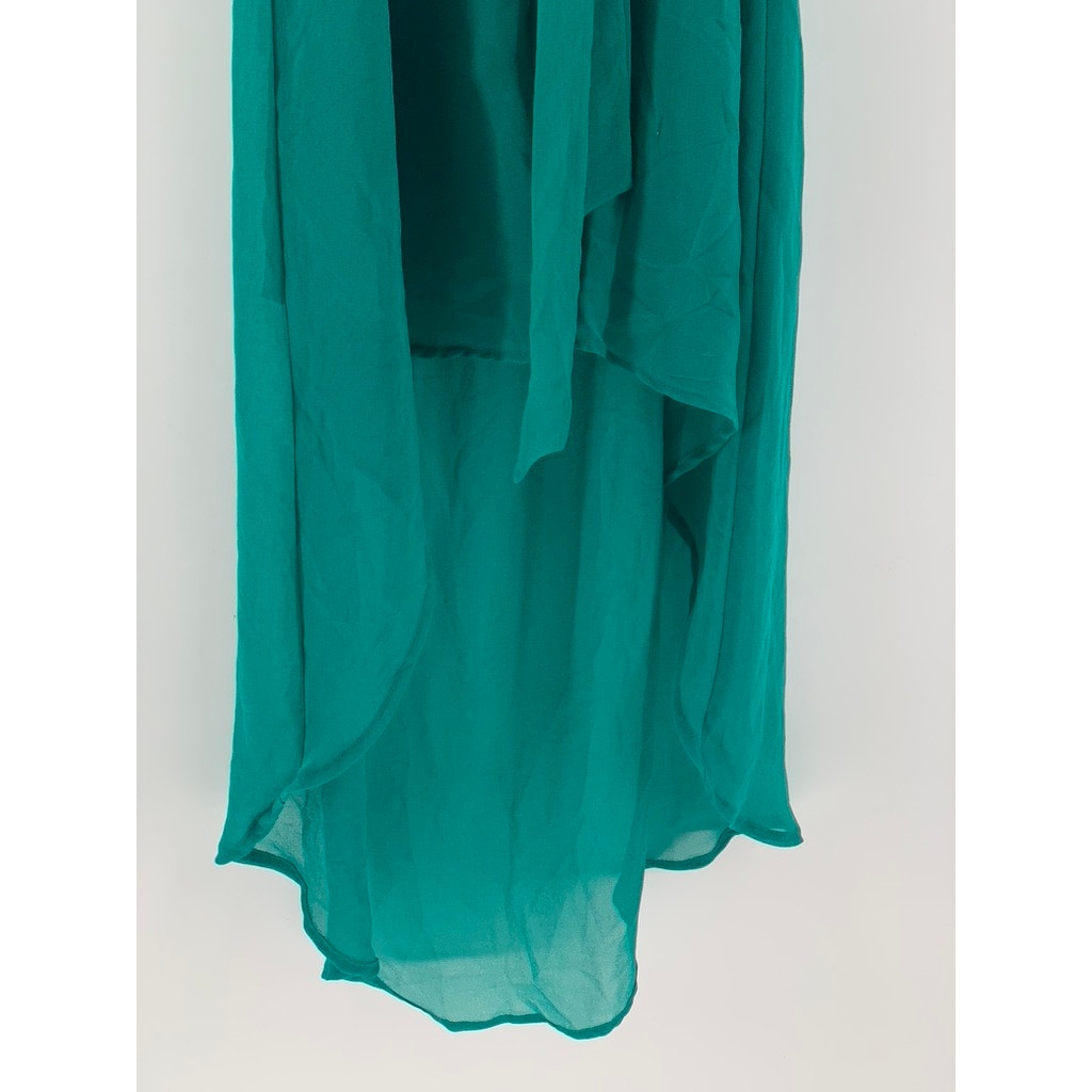 LOVE 21 Green Scoop-Neck Sleeveless Belted HI-Low Dress SZ XS