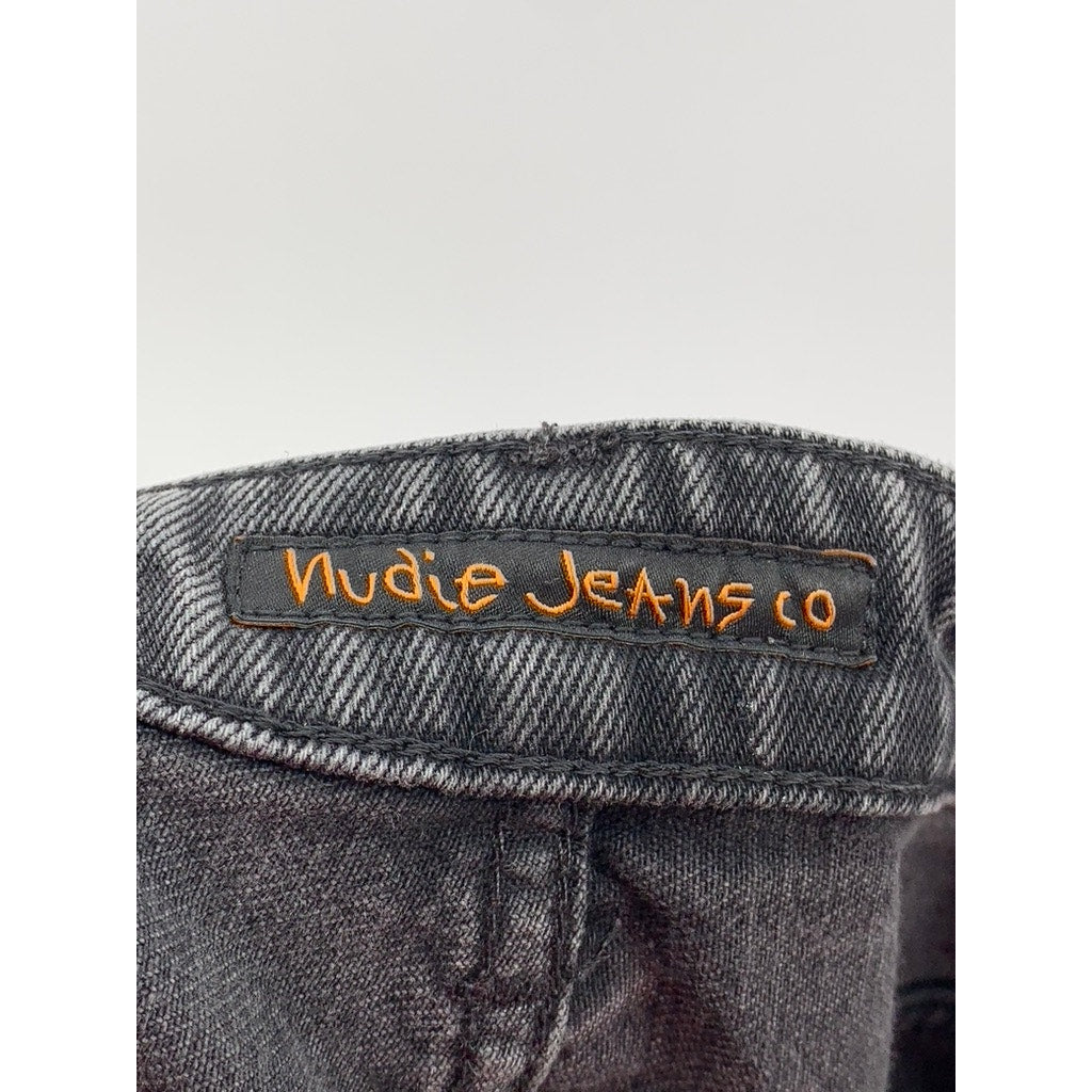 NUDIE JEANS CO Men's Black Denim Slim-Leg Jeans SZ 28X26