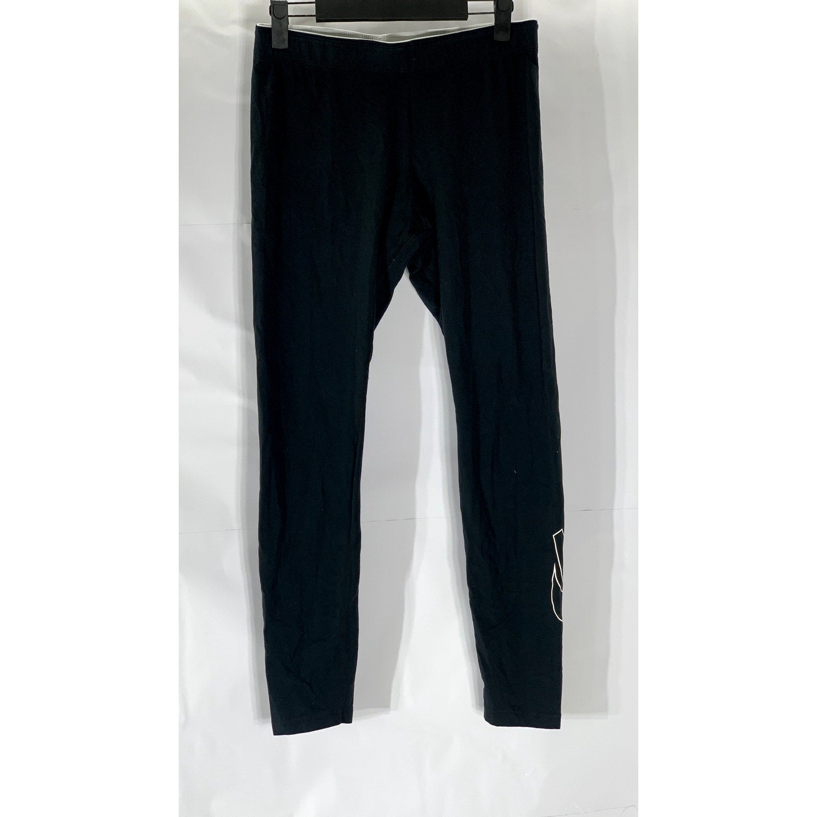NIKE Women’s Black Solid Elastic Waist Pull-On Leg Logo Athletic Leggings SZ L