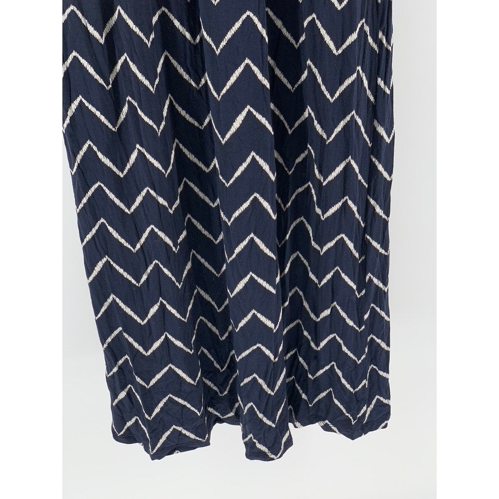 ST. JOHN'S BAY Women's Petite Navy-White Zig Zag Print Tank Maxi Dress SZ PM