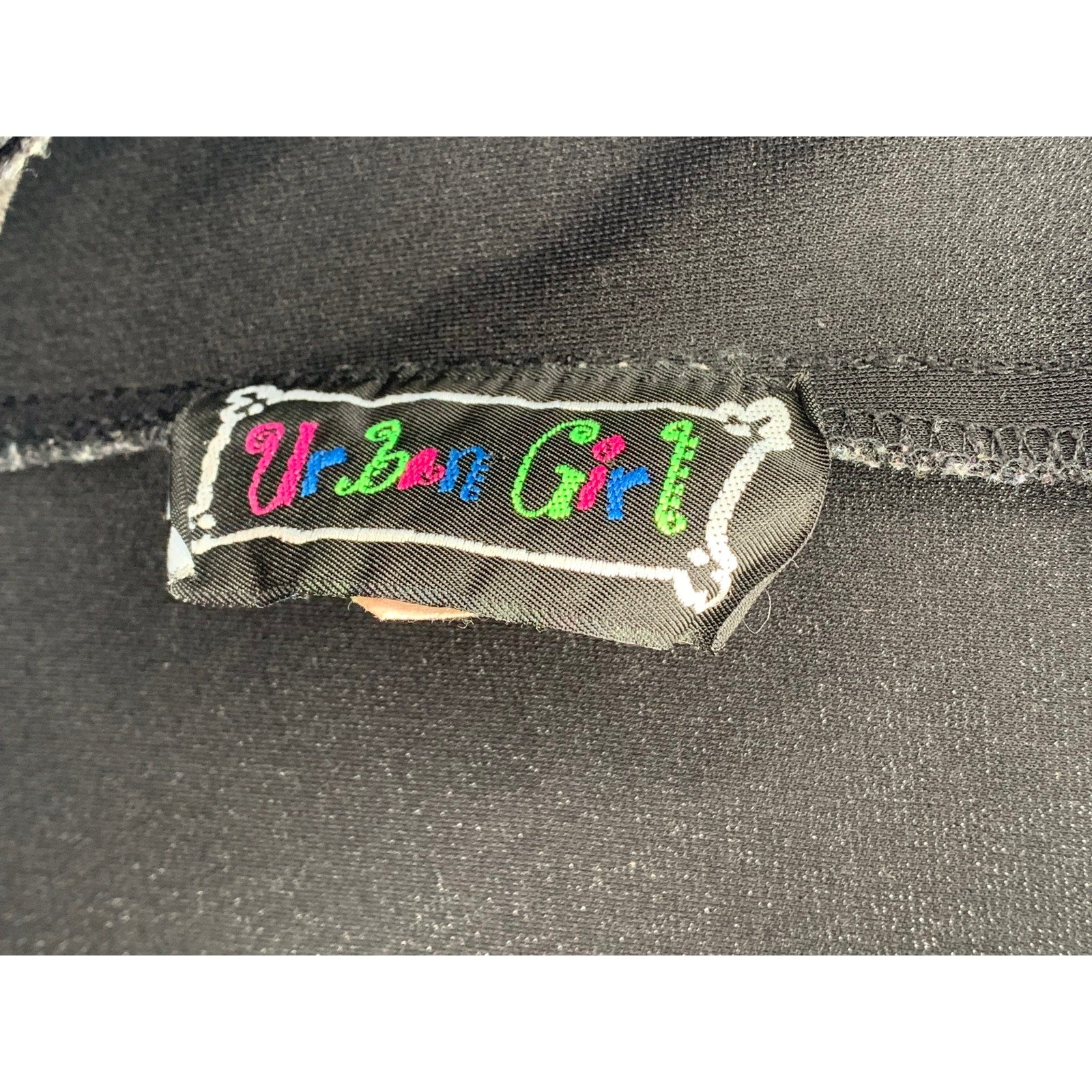 URBAN GIRL Women's Black Stamped Logo Scoop-Neck Spaghetti Strap Mini Dress SZ L