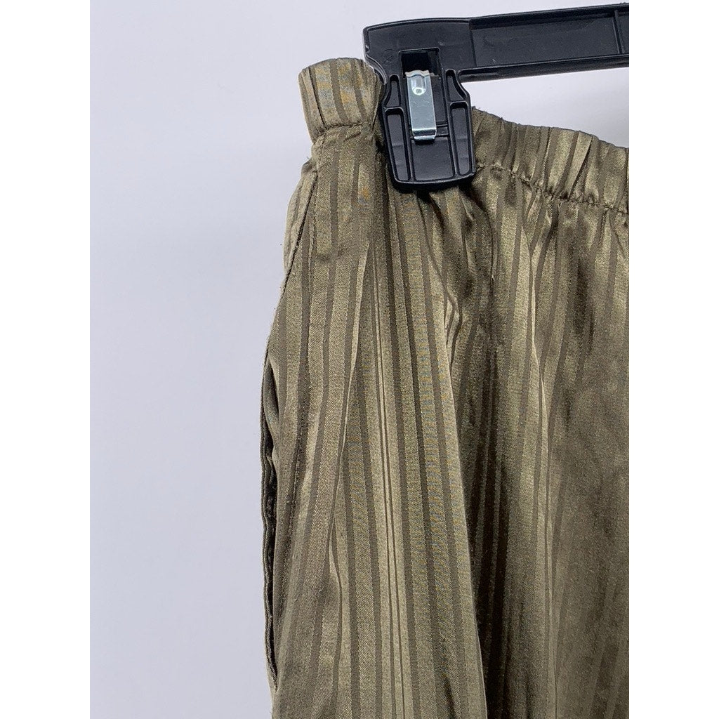 EKOUAER Women's Brown Striped Pull-On Lightweight Relaxed-Fit Pajama Pants SZ M