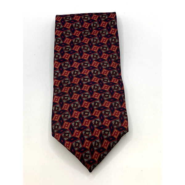 RESILIO Men's Vintage Burgundy Geo Printed Tie