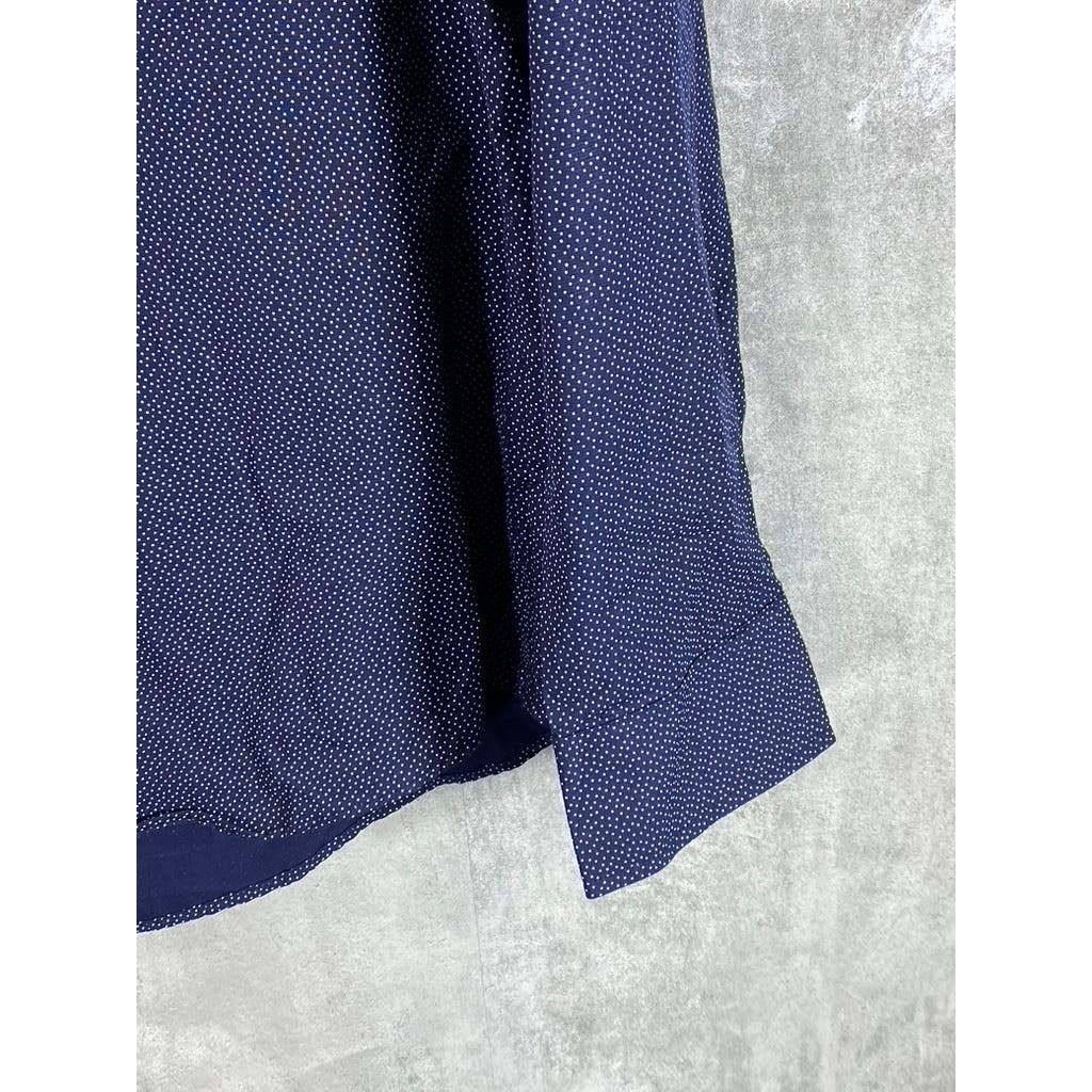 TOMMY HILFIGER Men's Navy Dot 100's 2-Ply Button-Up Long Sleeve Shirt SZ XL
