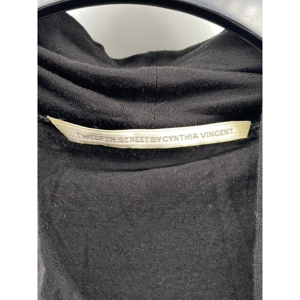 TWELFTH STREET BY CYNTHIA VINCENT Women's Black Textured Turtleneck Top SZ L