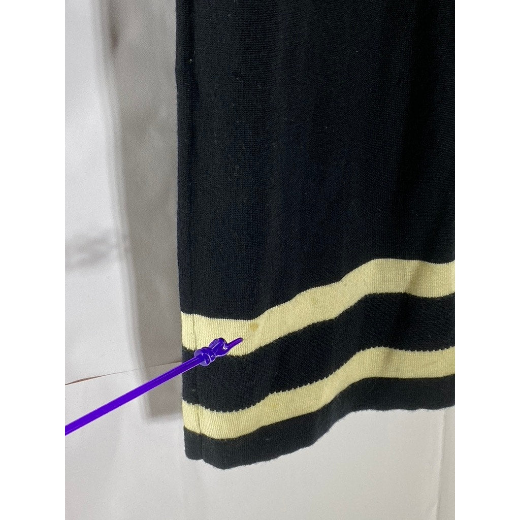 LILLY PULITZER Women's Black Connie Stripe Long Sleeve Mini Sweater Dress SZ M