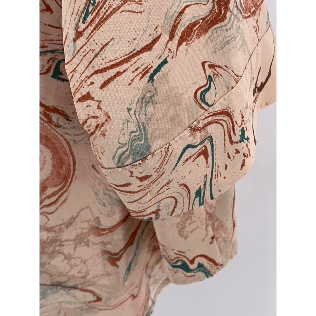 TORRID Women's Beige Printed Split Neck 3/4 Sleeve Top SZ 1(US1X)