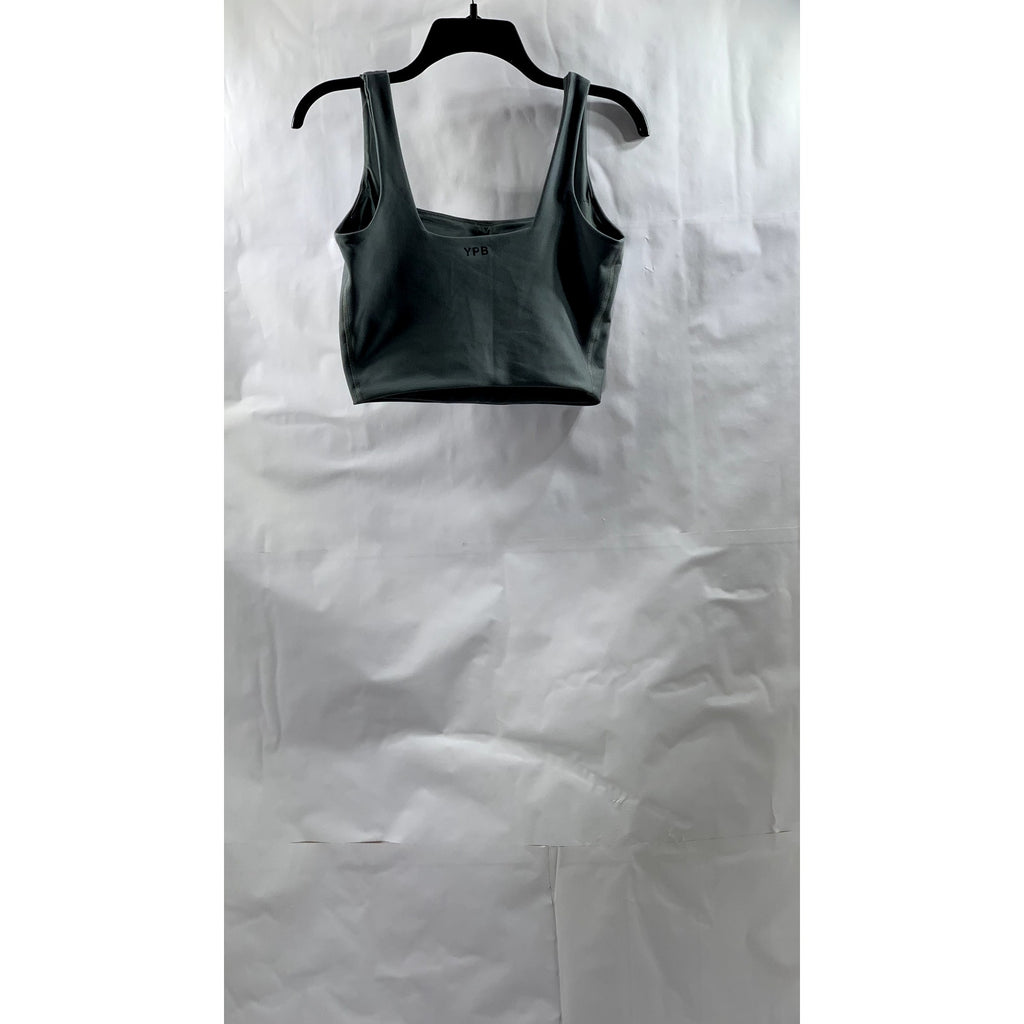 YPB Your Personal Best Women's Dark Gray Straight Neck Pullover Sports Bra SZ M