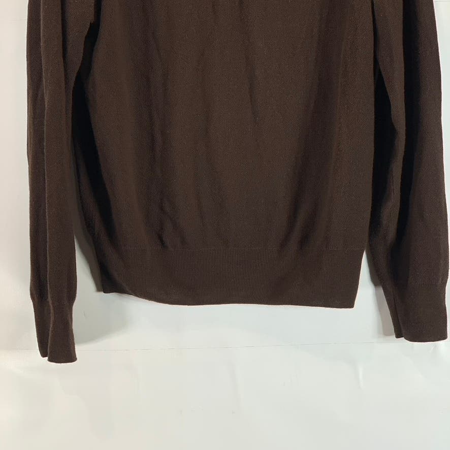 BROOKS BROTHERS Men's Brown Brookstech Merino Wool Half-Zip Pullover Sweater SZM