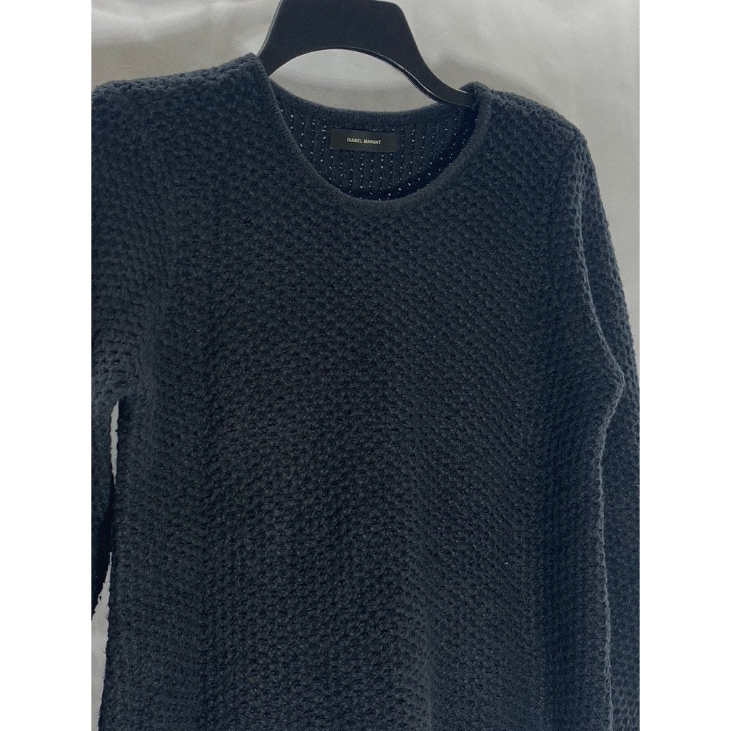 ISABEL MARANT Women's Black Crewneck Open Knit Sweater SZ 38 (US-M)