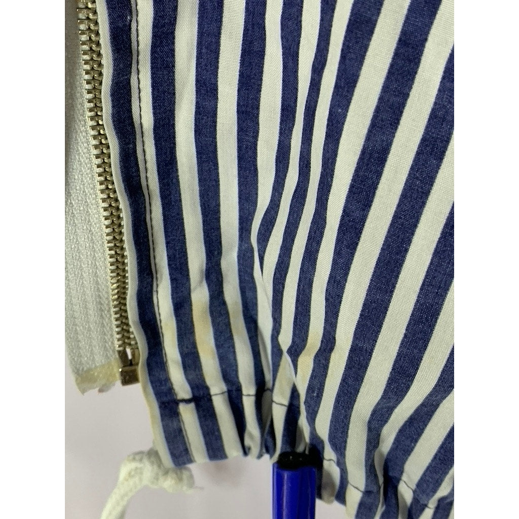 LIMON COMPANY Women's Navy/White Striped Zip-Up Marine Hooded Jacket SZ 2