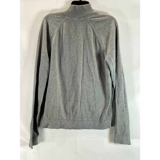 BANANA REPUBLIC Men's Light Grey Supima-Wool Zip-Up Stand Collar Sweater SZ L