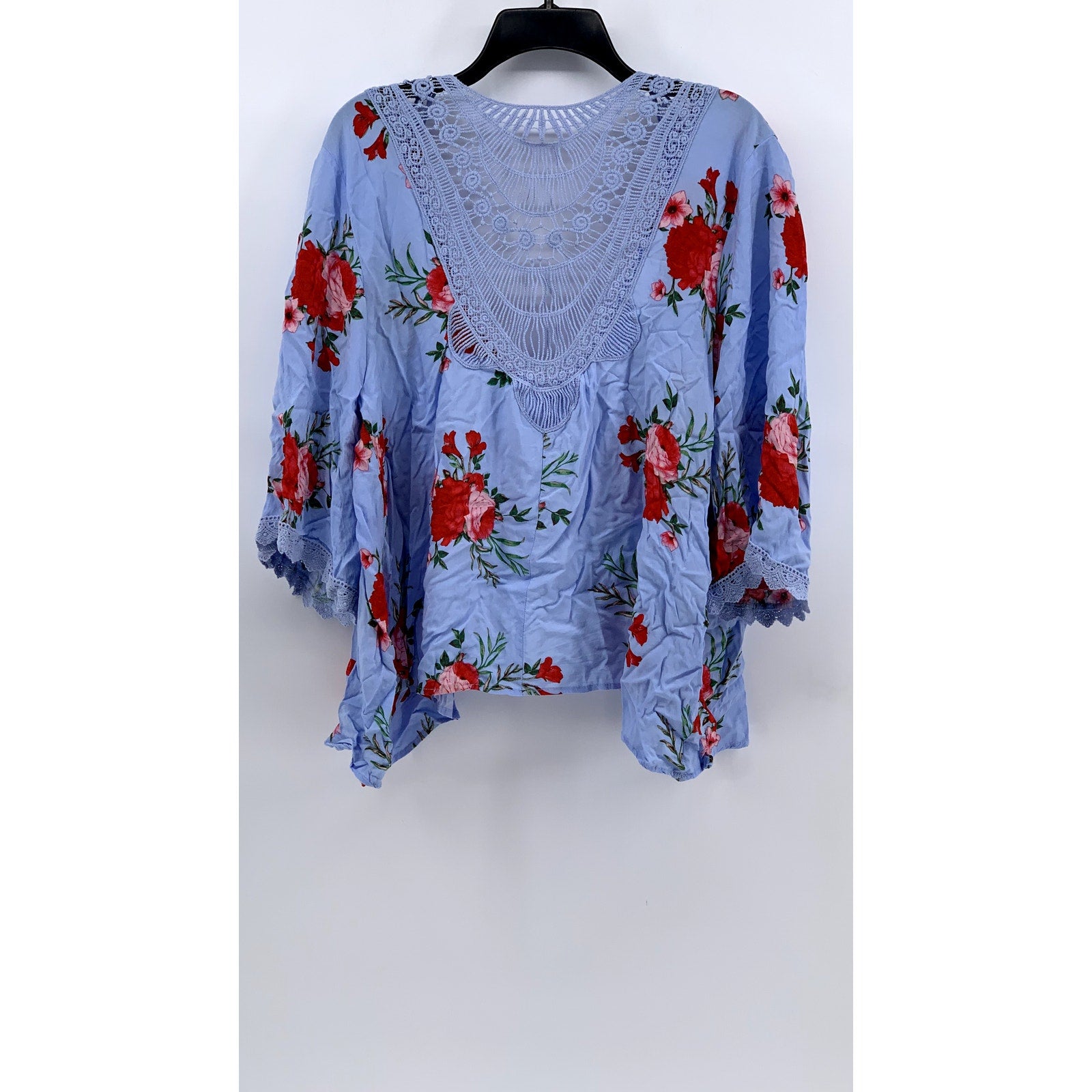 TIME & TRU Women's Blue Floral Open Front Cardigan SZ OS