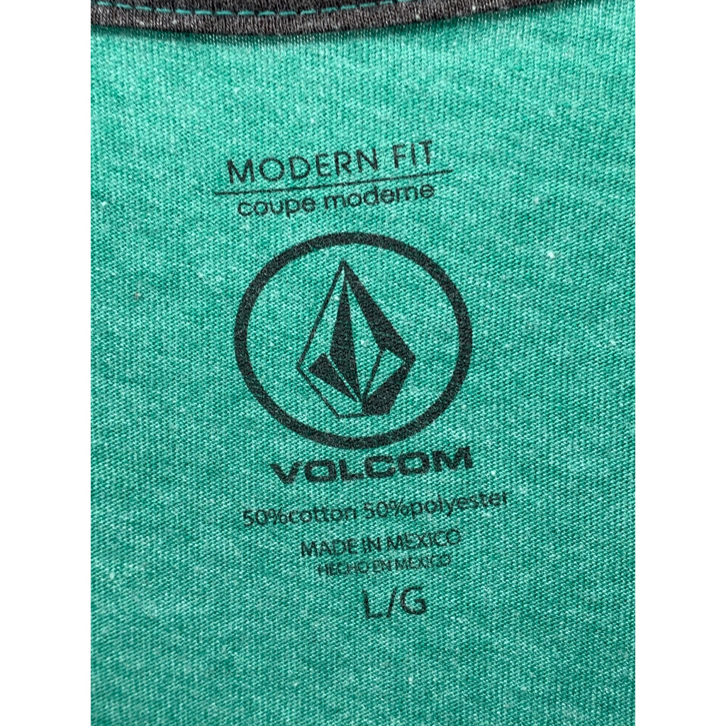 VOLCOM Men's Green Interference Crewneck Short Sleeve Modern Fit T-Shirt SZ L