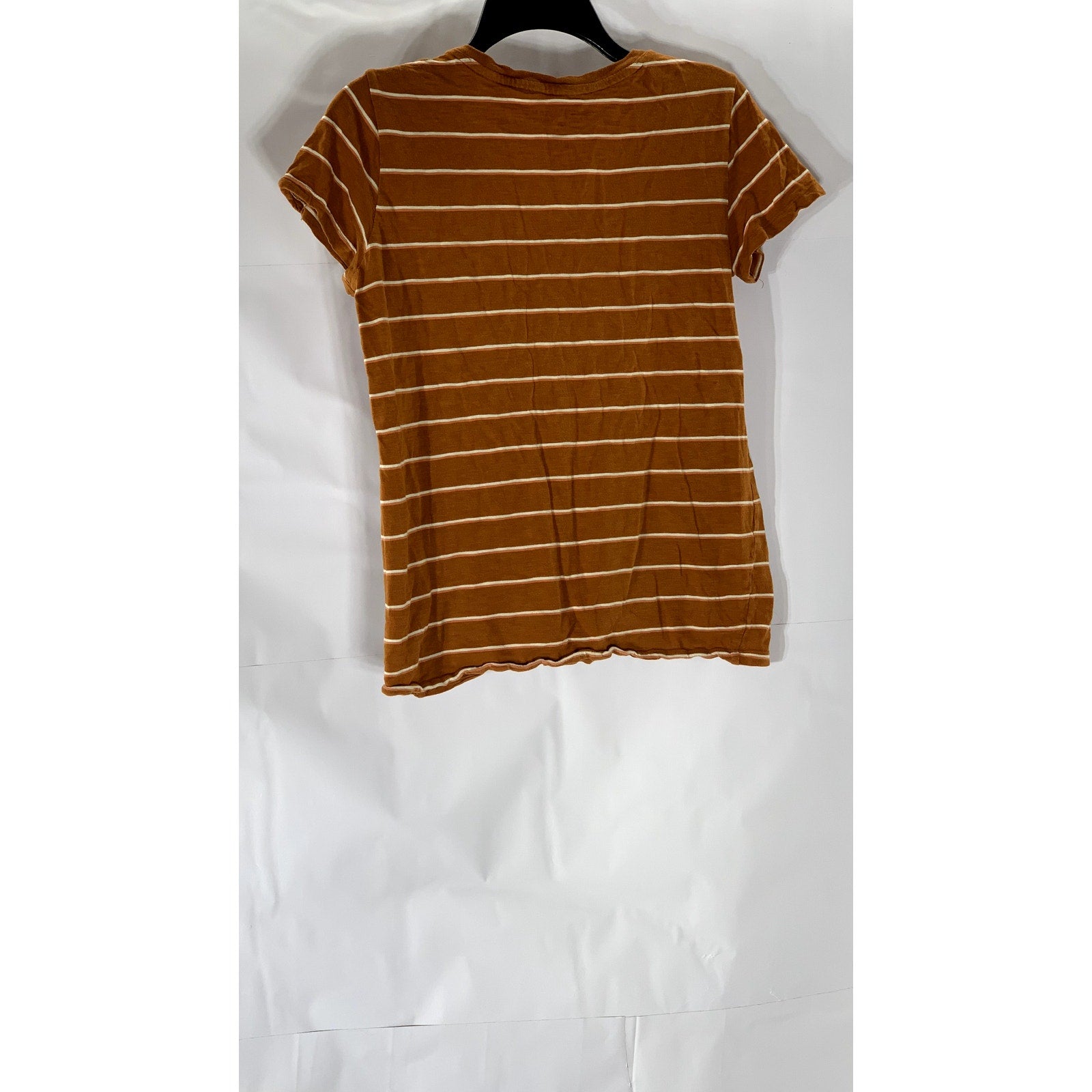UNIVERSAL THREAD Women's Orange Striped V-Neck Short Sleeve Pocket Top SZ XS