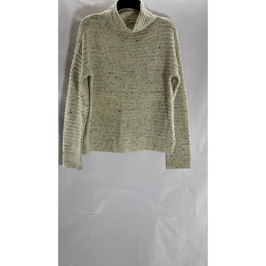 MADEWELL Women's Cream Flecked Belmont Donegal Mock Neck Pullover Sweater SZ S