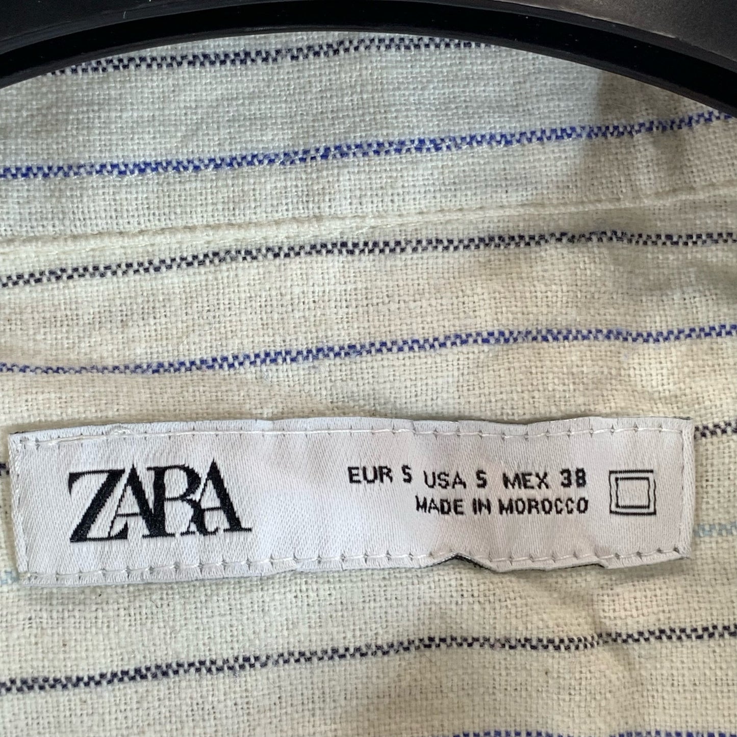 ZARA Men's White Striped Regular-Fit Button-Up Short Sleeve Shirt SZ S