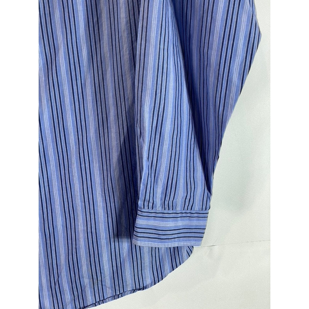 J.CREW Men's Blue Striped Cotton Regular-Fit Button-Up Dress Shirt SZ 15.5/34