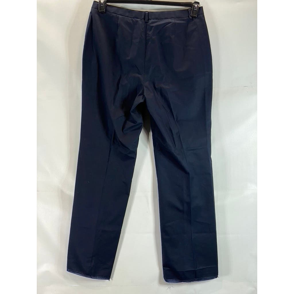 BROOKS BROTHERS 346 Women's Navy Stretch Flat Front Wide-Leg Trousers SZ 16