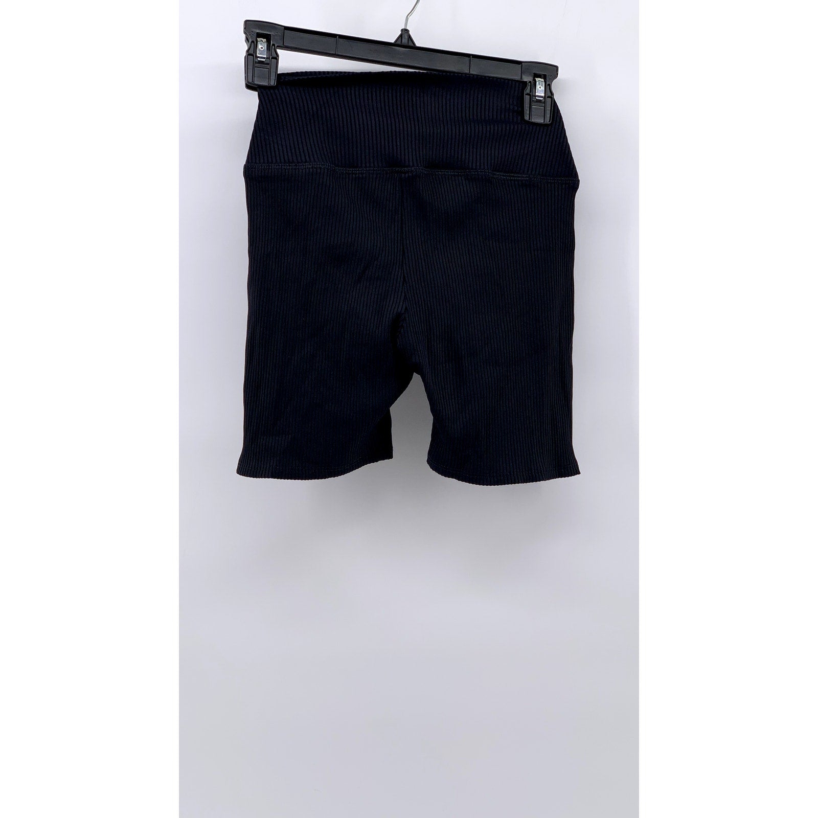 PEPPER Women's Black Ribbed Pull-ON Bike Shorts SZ S