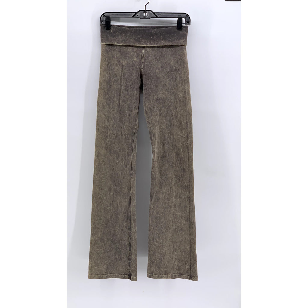 T-PARTY Women's Gray-Brown Tie-Dye Wide-Leg Fold Over Leggings SZ S
