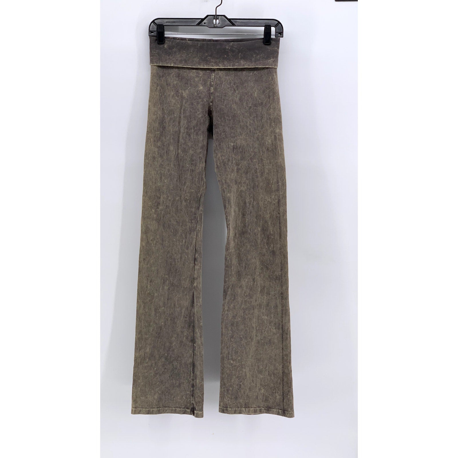 T-PARTY Women's Gray-Brown Tie-Dye Wide-Leg Fold Over Leggings SZ S