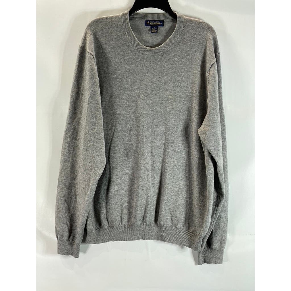 BROOK BROTHERS Men's Gray Crewneck Merino Wool-Blend Pullover Sweater SZ XL