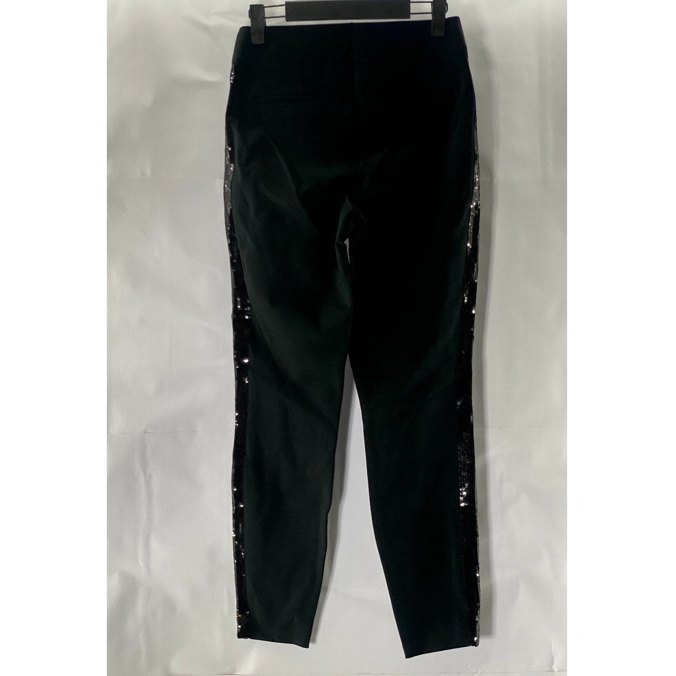 SPANX By Sara Berkley Women's Black Sequin Trim Ponte Skinny Ankle Pants SZ S