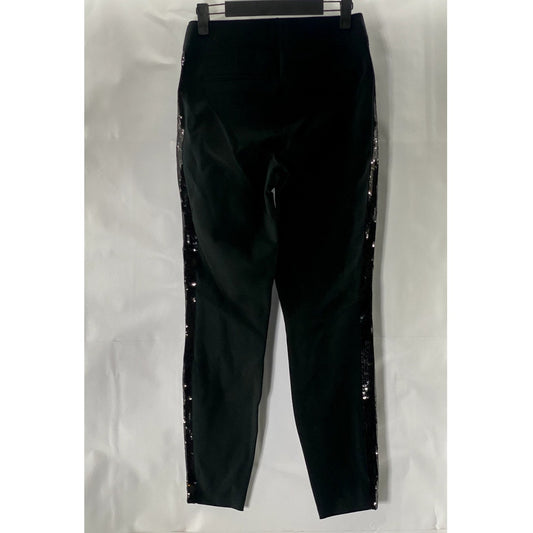 SPANX By Sara Berkley Women's Black Sequin Trim Ponte Skinny Ankle Pants SZ S